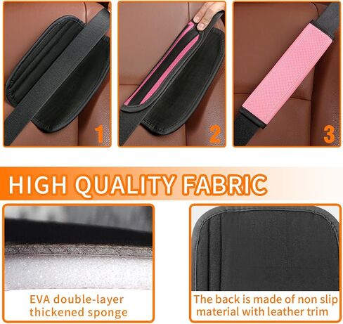 2PCS Car Seat Belt Cover,Seat Belt Pads Leather Seat Belt Covers,Safety Seatbelt Shoulder Strap Covers,Universal Safety Strap Cover for Auto SUV Truck Airplane Backpack (Pink) in Kuwait