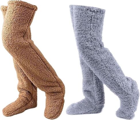 Snuggs Cozy Socks- Snuggle Paws Thigh High Socks, Winter Leg Warmers Plush Slipper Socks Soft Thick Warm Home in Saudi Arabia