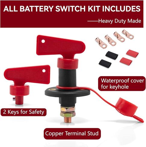 RV Battery Disconnect Switch 12V: Battery Master Cut Shut Off Switch 12V-48V Heavy Duty Battery Isolator Switch 300Amps Power Battery Switch for Car Off-Road Truck Boat RV Marine (2 Key Kit) in Kuwait