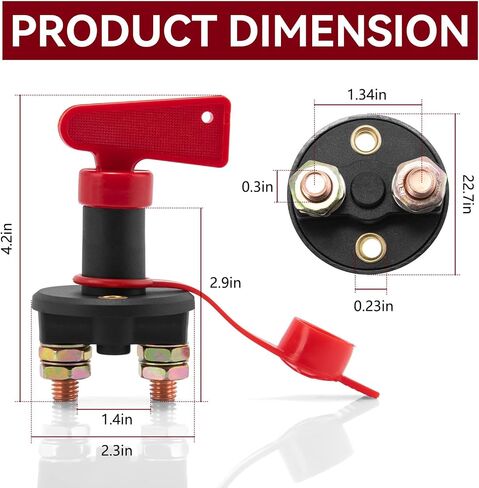 RV Battery Disconnect Switch 12V: Battery Master Cut Shut Off Switch 12V-48V Heavy Duty Battery Isolator Switch 300Amps Power Battery Switch for Car Off-Road Truck Boat RV Marine (2 Key Kit) in Kuwait
