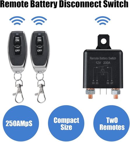 BOLS Remote Control Battery Disconnect Switch with 2 Keys, Suitable for car RV Trucks, car Battery Disconnect Switch, Remote Control Disconnect Switch, to Prevent Battery Depletion in Kuwait