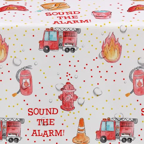 Fire Truck Birthday Party Tablecloth Supplies - Disposable Firefighter Party Table Cover Decorations, Firetruck Fireman Theme Birthday Baby Shower Table Cloth - 4 Pack (54in x 108in) in Saudi Arabia