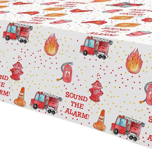 Fire Truck Birthday Party Tablecloth Supplies - Disposable Firefighter Party Table Cover Decorations, Firetruck Fireman Theme Birthday Baby Shower Table Cloth - 4 Pack (54in x 108in) in Saudi Arabia