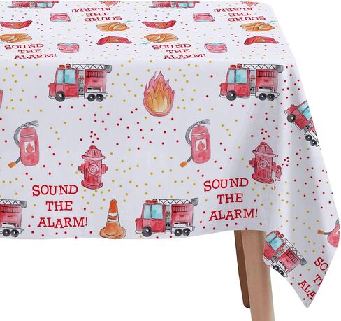 Fire Truck Birthday Party Tablecloth Supplies - Disposable Firefighter Party Table Cover Decorations, Firetruck Fireman Theme Birthday Baby Shower Table Cloth - 4 Pack (54in x 108in) in Saudi Arabia