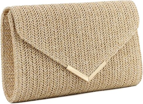 Women Straw Clutch Purse Summer Evening Bag Rattan Clutch Woven Beach Handbag Wedding Travel Party Clutch in Kuwait