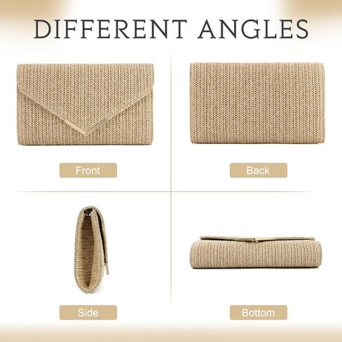 Women Straw Clutch Purse Summer Evening Bag Rattan Clutch Woven Beach Handbag Wedding Travel Party Clutch in Kuwait