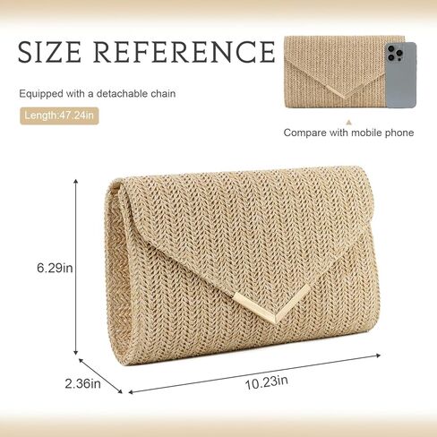 Women Straw Clutch Purse Summer Evening Bag Rattan Clutch Woven Beach Handbag Wedding Travel Party Clutch in Kuwait