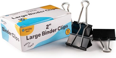 مشابك ربط كبيرة، بعرض 2 بوصة، سعة 1 بوصة، مشابك ربط سوداء كبيرة، مشابك ورقية كبيرة للوازم المكتب والمنزل، (عبوة من 12 قطعة) - من إنداي in Kuwait