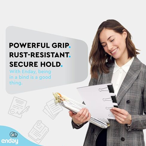 مشابك ربط كبيرة، بعرض 2 بوصة، سعة 1 بوصة، مشابك ربط سوداء كبيرة، مشابك ورقية كبيرة للوازم المكتب والمنزل، (عبوة من 12 قطعة) - من إنداي in Kuwait