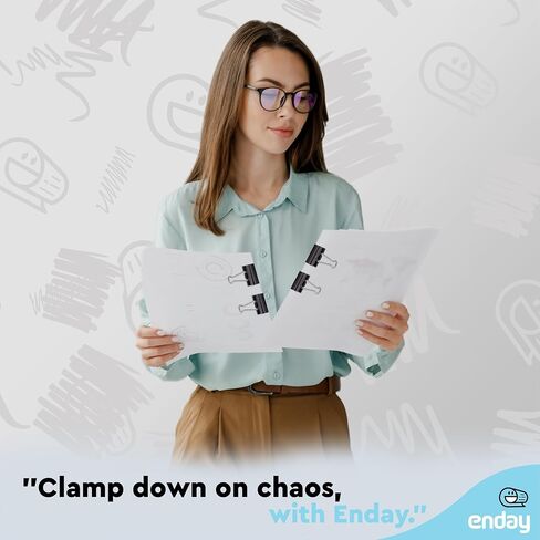 مشابك ربط كبيرة، بعرض 2 بوصة، سعة 1 بوصة، مشابك ربط سوداء كبيرة، مشابك ورقية كبيرة للوازم المكتب والمنزل، (عبوة من 12 قطعة) - من إنداي in Kuwait