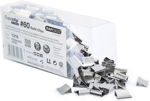 Rapesco Supaclip #60 Refill Clips - Stainless Steel, Pack of 100 (CP10060S) in Kuwait