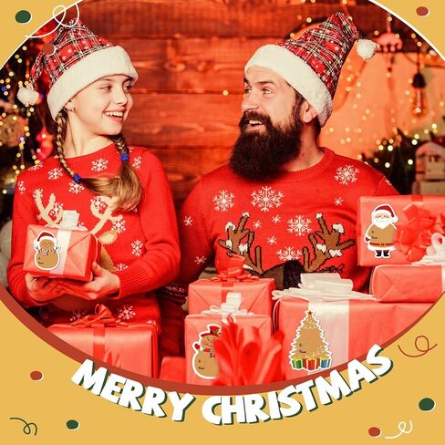 240 Pcs Christmas Gift Tags Stickers Kraft Self-Adhesive Christmas Name Labels Stickers Snowman Santa Claus Gingerbread Name Tags for Xmas Gift Box Decorations,16 Designs(Various Styles) in Saudi Arabia