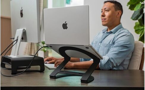 Twelve South Curve Flex | Ergonomic Height & Angle Adjustable Aluminum Laptop/MacBook Stand/Riser, fits 10"-17", Folds Flat for Portability -Travel Pouch Included, Matte White in Saudi Arabia