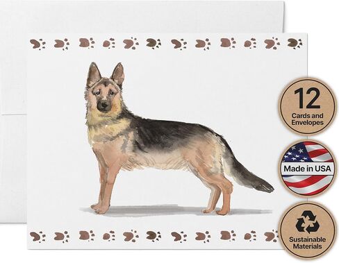 Twigs Paper - Boxer Dog Note Cards - Set of 12 Blank Cards (5.5 x 4.25 Inch) with 12 Envelopes - 100% EcoFriendly Stationery - Made In USA in Saudi Arabia