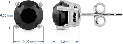 Jewelili 10K White Gold Stud Earrings with Treated Black Round Diamonds 0.5 Cttw or 0.75 Cttw or 1.0 Cttw or 2 Cttw in Saudi Arabia