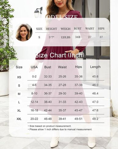Kranda Women 2024 Fall Puff Long Sleeve V Neck Causal Flowy Pleated Ruffle Tiered Fit and Flare Midi Dress with Pockets in Saudi Arabia