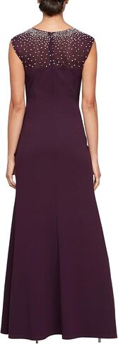 فستان Alex Evenings نسائي طويل مكشكش بدون أكمام مع فتحة ساق، فستان أم العروس، للحفلات in Kuwait