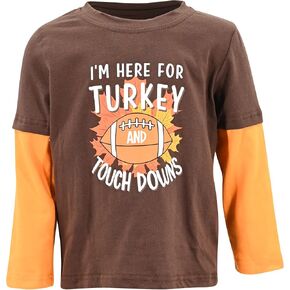 Unique Baby Boys Layered Long Sleeve Kids Toddler Graphic T Shirt