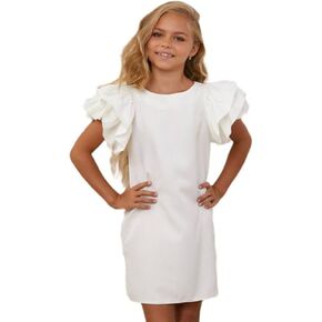 Girl's Dress Short Puff Sleeve Midi Elegant Kids Birthday Holiday Prom