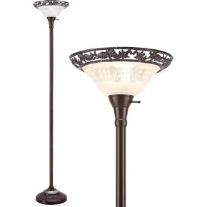 Luvkczc Victorian Floor Lamp, 70" Elegant Standing Lamp with Etched Glass Shade, Metal Body & Heavy Base, Vintage Tall Corner Lamp for Bedroom, Living Room, Den, Office. No Bulbs (2 Head)