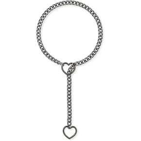 Heart Slip Chain Necklace for Women Chain Choker Necklace O-Ring Slip Chain Necklace Adjustable Gothic Lariat Y-Necklace