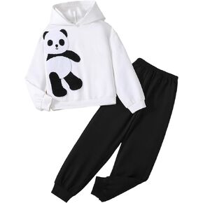 SOLY HUX Girl's Drop Shoulder Hoodie Long Sleeve Fashion Sweatshirt and Jogger Sweatpants 2 Piece Outfit