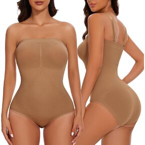 Strapless Shapewear Bodysuit for Women Seamless Triangle Tummy Control Bodysuit Slimming Butt Lifter Body Shaper