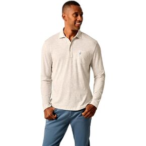 قميص بولو رجالي من johnnie-O بأكمام طويلة و4 أزرار، رمادي منقط in Kuwait