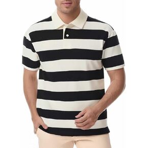 Polo Shirts for Men, Summer Sports Striped Short Sleeve Regular Moisture Wicking Dry Fit Golf Shirt, Sizes S-3XL