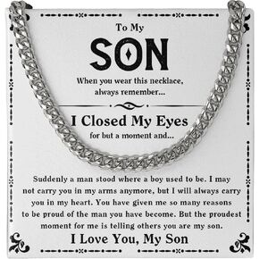 To My Son Necklace From Mom And Dad, Cuban Chain Necklace, Mother To Son Necklace, Son Gifts From Dad, Father Son Necklace, Necklace For Son, Gifts For Son Birthday Christmas, Son Jewelry From Mom
