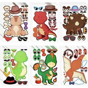 36 Sheets Make a Dinosaur Stickers Dinosaur Party Favors Make Your Own Dinosaur Sticker Cute Make a Face Dinosaur Stickers for Kids DIY Project Dinosaur Theme Birthday Party Favor (Sweet Dinosaur)