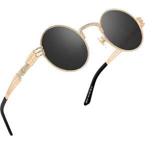 Essence Vintage Round Steampunk Sunglasses for Women Men Circle Lennon Hippie Style Glasses Metal Frame