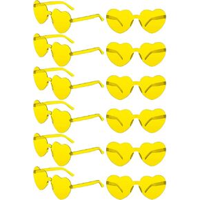 Heart Sunglasses,12 Pcs Pink Sunglasses,Rimless Clear Slasses,Cute Heart Shaped Sunglasses,Colored
