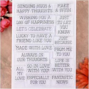 KWELLAM Words Sending Hugs Make a Wish Let's Celebrate All My Love Clear Stamps for Card Making Decoration and DIY Scrapbooking