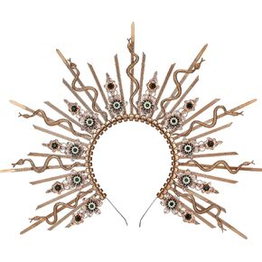 Medusa Halo Crown Headpiece - Handmade Zip Tie Bulk Medusa Snake Headpiece Halo Headlights Spiked Headband Mary Goddess Headdress Halloween Cosplay Party Supplies Carnival Masquerade