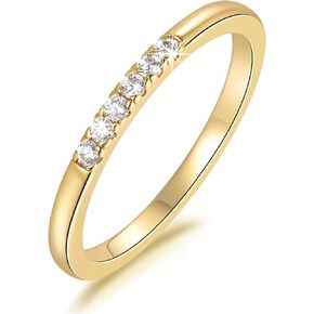 FENIMI 14K Gold Ring for Women Gold Rings Non Tarnish Cubic Zirconia Rings Simplicity Stackable Gold Wedding Bands for Women 5-9