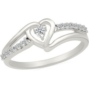 DGOLD Sterling Silver White Round Diamond Fashion Ring (1/10 CTTW)