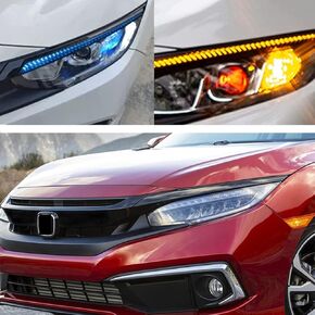 MotorFansClub 3 ألوان للحواجب الأمامية LED ضوء النهار الجري إشارة الانعطاف DRL مناسب لهوندا سيفيك 2016 2017 2018 2019 2020 2021 اليسار واليمين (2 قطعة) in Kuwait