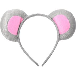 Totelux Mouse Ears Headband for Women Cute Animal Hair Band Grey Pink Mice Ear Hair Accessories for Makeup Face Washing Festive Halloween Party Supplies
