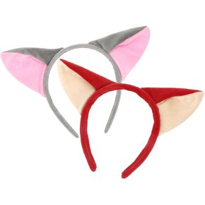 Fox wolf Ears Headband Animal Ears Headband Adult 2PCS Plush Cute Ears Headbands Halloween Christmas Festival Theme Party Animal Cosplay Costume Red Gray Headbands for Women