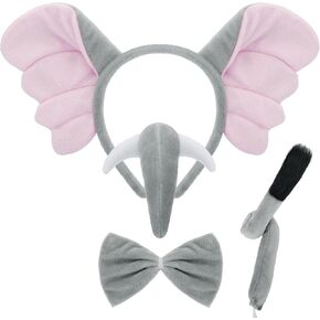 Mototo 4 Pieces Pig Costume Set Pig Ears Headband Pig Nose Bow Tie Pig Tail Fancy Animal Cosplay Pig Costume Pink Animal Costume Accessories for Halloween Christmas Cosplay Animal Dress up Party