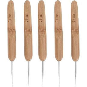 5Pcs Dreadlocks Crochet Hooks for Hair Wood Handle Locs Crochet Needles Dread Locks Crochet Loc Needle for Braid Craft 0.5mm Dreadlocks Interlocking Tool