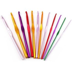 12 Sizes Aluminum Crochet Hook Needles Set in Pouch