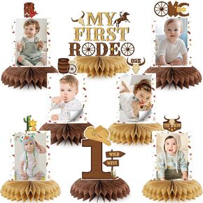 Holy Cow Im One Birthday Decorations, Cow First Birthday Decorations Honeycomb Centerpiece for Table, Baby 1st Birthday Cow Themed Photo Table Centerpiece Party Supplies