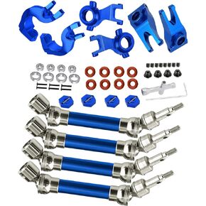 CVD & Blocks Upgrades Part for 1/10 ARRMA Vorteks 4x4 3S Blx,Granite/Senton 4x4 3S Blx & Mega 550,Alloy Front Rear Driveshafts& Steering Blocks Caster Blocks C-Hubs Stub,Navy Blue