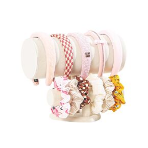 Headband Holder Organizer, Multi-use Scrunchie Hairband Stand Display, Hair Hoop Accessories Bracelet Necklace Jewelry Storage for Women Girls (Beige Color)