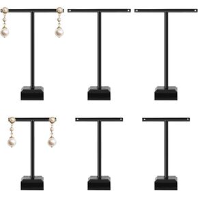 Jeffdad 6 Pcs Acrylic Earrings Display Clear Earring Display Holder T Bar Earring Organizer Tree Stand Countertop Hanging Jewelry Organizer for Necklaces Bracelet Earrings Ewelry Props Show(black)