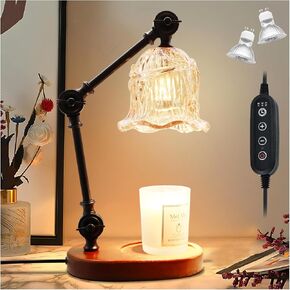 Candle Warmer Lamp, Dimmable Candle Warmer with Adjustable Height, Bedroom Living Room Home Decor Wax Melting Warmer for Jar Candles (Clear Flower)