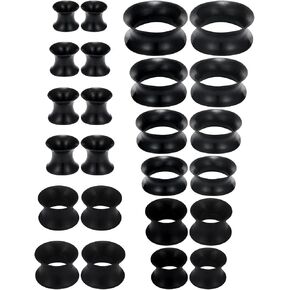 Kridzisw Silicone Ear Gauges Set 10G 8G 6G 4G 2G 0G 00G 12mm 14mm 16mm 18mm 20mm Ultra Thin Flexible Gauges Plugs Tunnels Earrings Flesh Expander Stretching Kit Gauge Earlets for Women Men in Kuwait