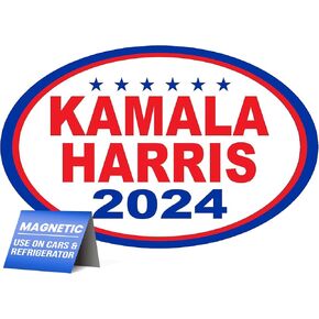 Kamala Harris 2024 Magnetic Bumper Sticker Oval, Share w/Family & Friends - Political Sticker for Vehicle, Refrigerator - Car Magnet Decal, Waterproof, Room & Wall Decor, Gift, Collection -3.5"x5.5"